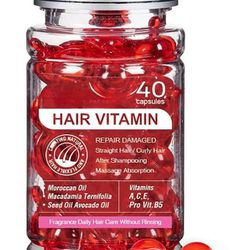 Hair Treatment Serum -Hair care capsules-No Rinse with Argan Macadamia Avocado Oils - Vitamins A C E Pro B5 - Conditioner for Women & Men