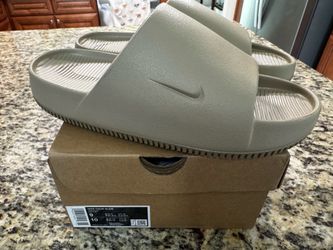 Nike Calm Slide Khaki Brown Comfortable Outdoor Slides FD4116-201 Men's Size 9 Women’s 10