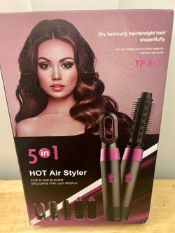 5+1 Hot Air Styler 5 In 1 White Hair Dryer Curling Styling Brush Volumizer