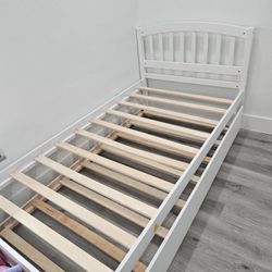 Twin Size Bed With Twin Trundle Bed White Wood