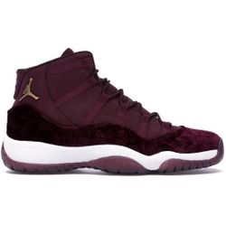 Air Jordan 11 Retro GG Heiress "Velvet" Night Maroon sneakers. 