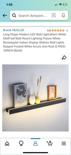 2 Long Shape Modern Led Wall Shelves