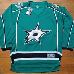 Men's Size Large NHL Dallas Stars Jersey Hockey Green White New Tags