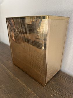 VTG Stylebuilt New York City Hollywood Regency Gold Trash Bin Wastebasket