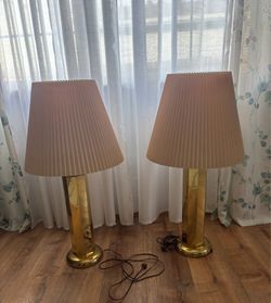 Vintage Brass 1970s Hollywood Regency table lamps