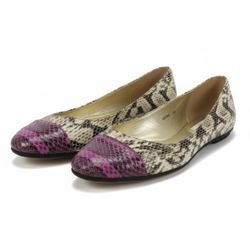 Jimmy Choo Flats Womens 8.5 Snakeskin Print Purple Cap Toe Leather Made in Italy