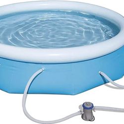 Inflatable Pool, With Pump, Cover, Spare Filter And Starter Chemicals