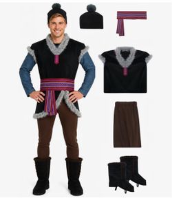 Men's Ice Harvester Costume Medieval Tunic Top Pants Belt Hat Boot Covers Fairytale Halloween Cosplay Outfit