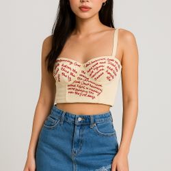 YornMona Embroidered Camisole + Frayed Denim Mini Skirt Bundle (XS/S)