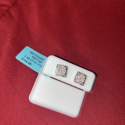 925 Sterling Silver Moissanite Rectangular Earrings