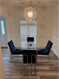 Table with chairs in royal blue