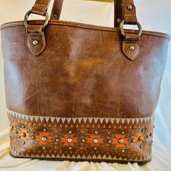 Montana West Select Southwestern Aztec Tote Purse Brown Orange