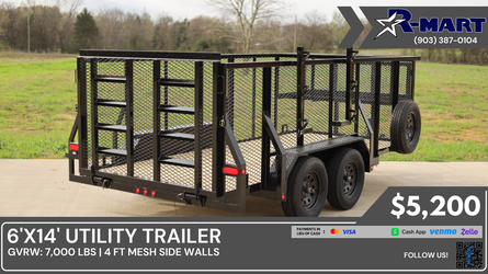6’X14’ R-MART LANDSCAPE TRAILER W/ 4’ MESH WALLS