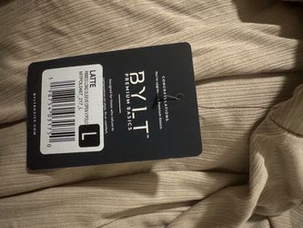 BYLT Premium Basics Ribbed Long Sleeve Polo – Latte, L