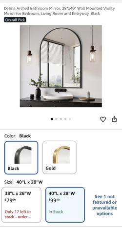 Delma Arched Bathroom Mirror, 40"x28"