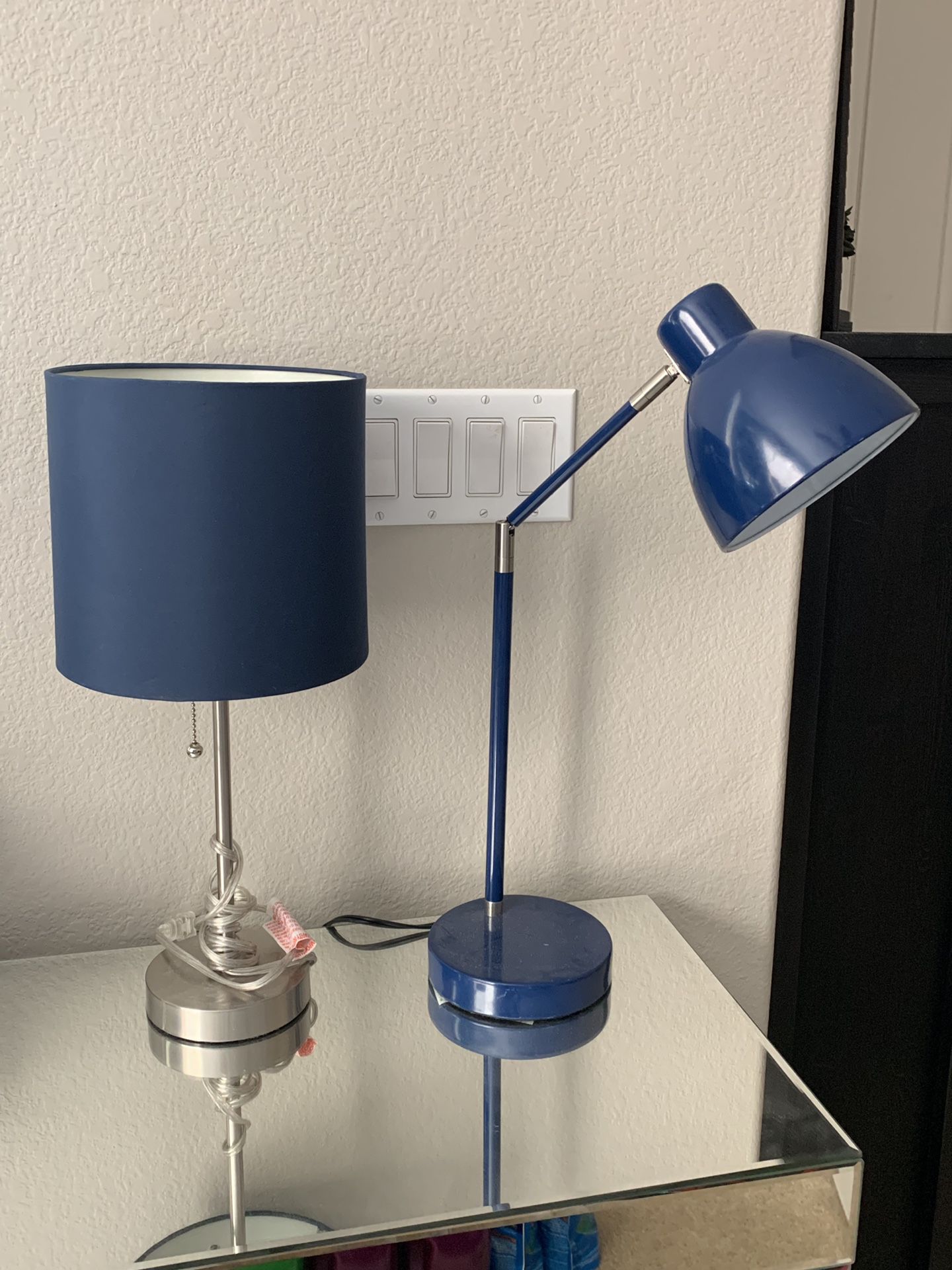 Two blue desk lamps, price is for each individual.
