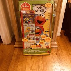 Sesame Street Package (Brand New) 5 Hardcover Books, Growth Chart, Stickers, Message Board, Door Hanger. Unable To Find Any Online Not Even On Amazon 
