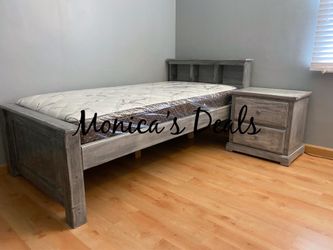 Twin Solid Wood Bed With Mattress + Nightstand $560