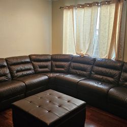 Leather Dark Brown Couch 
