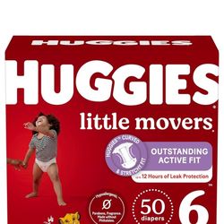 Huggies Size 6 Diapers, Little Movers Baby Diapers, Size 6 (35+ lbs), 50 Count 