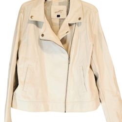 Universal Thread Cream Moto Jacket XXL Faux Leather Biker Jacket