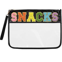 Snack Bags Clear Pouch Travel Makeup Bag Chenille Letter Bags for Zipper Pouch Clear Cosmetic Bag Clear Tote Bag Makeup Travel Bag for Women