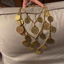Vintage Goldette 3-layer Coin Necklace 