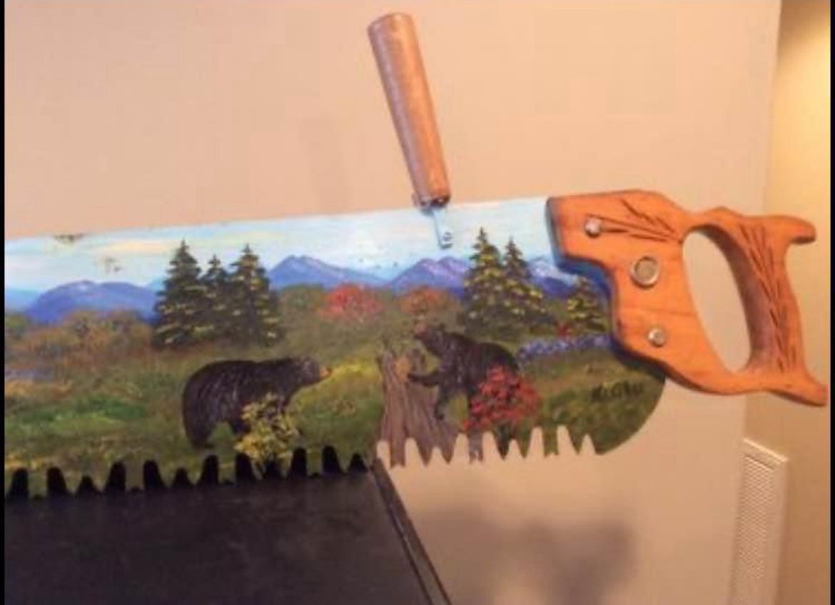 Vintage Hand Painted Saw