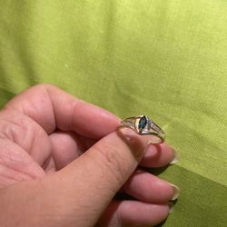 Real 925 Sterling Silver Blue Sapphire Wedding Ring Size 9