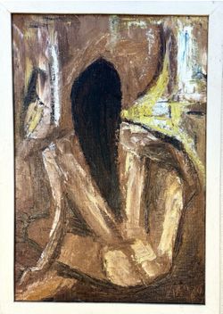 Original Oil on Board, Mid Century Nude by Aad Van Der Heyde