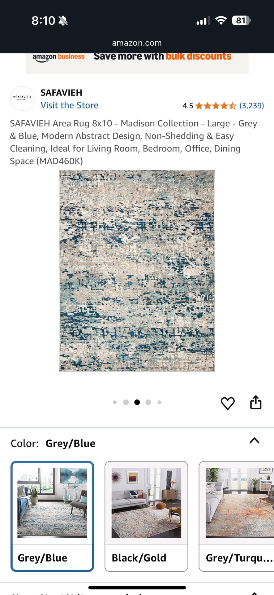 Area Rug 8x10 - Grey & Blue
