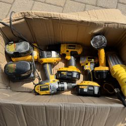 Dewalt Tools Drills Impact Hammer Lights Chargers Batteries Used