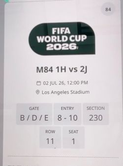 World Cup M84 1H/2J FIFA match 84