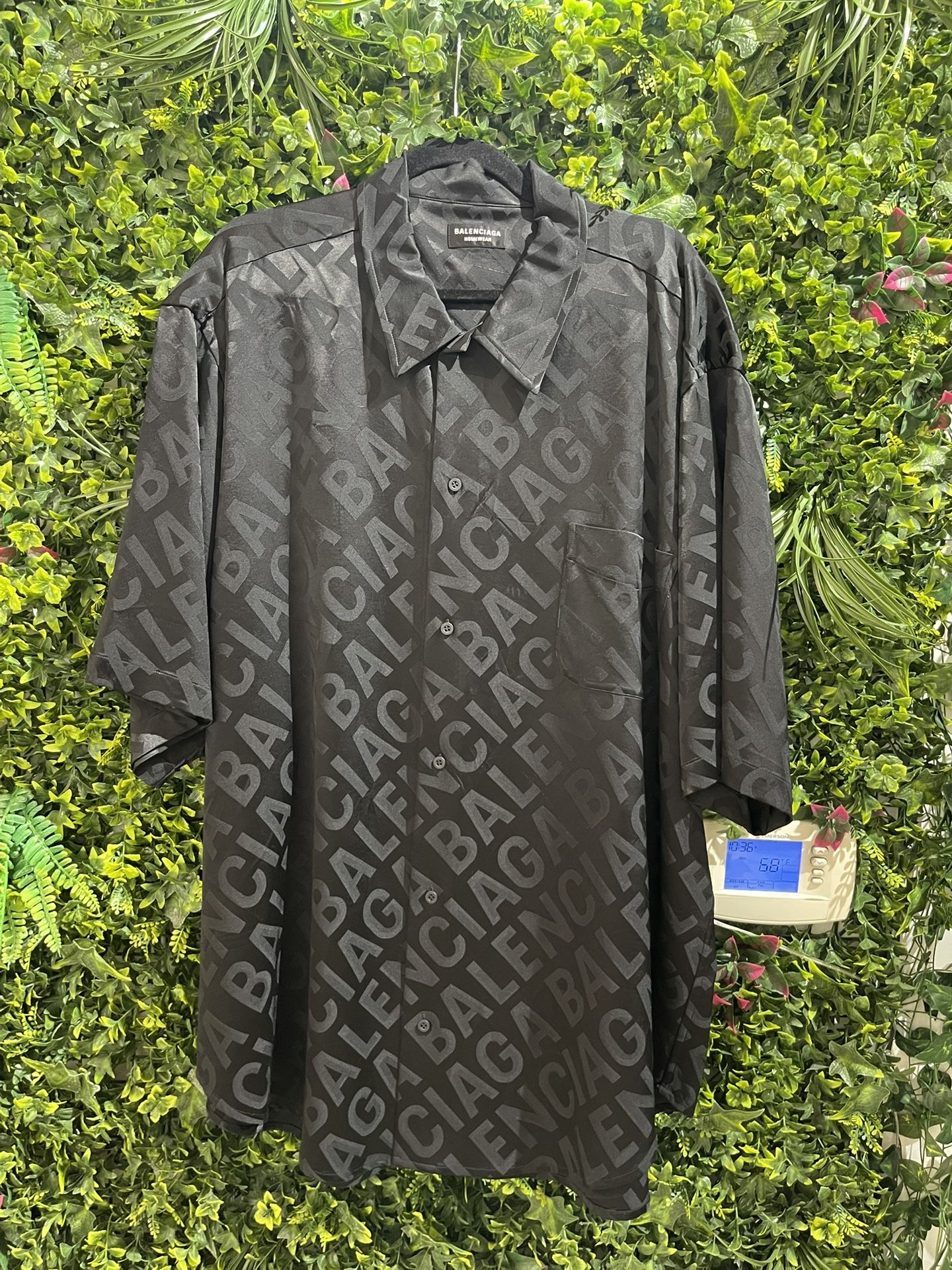 Balenciaga “Slant Monogram Print” Button-Down Shirt