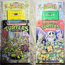 1989/1990 T.M.N.T. Adventures Comics with Audio Tapes