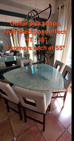 High-End 55" "Guitar Pick" Glass Dining Set - 3/4" Thick Glass Price: $599