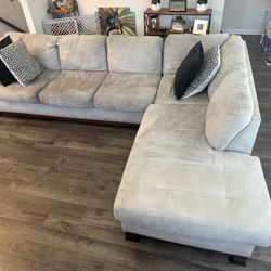 Suede Sofa With Right Chaise