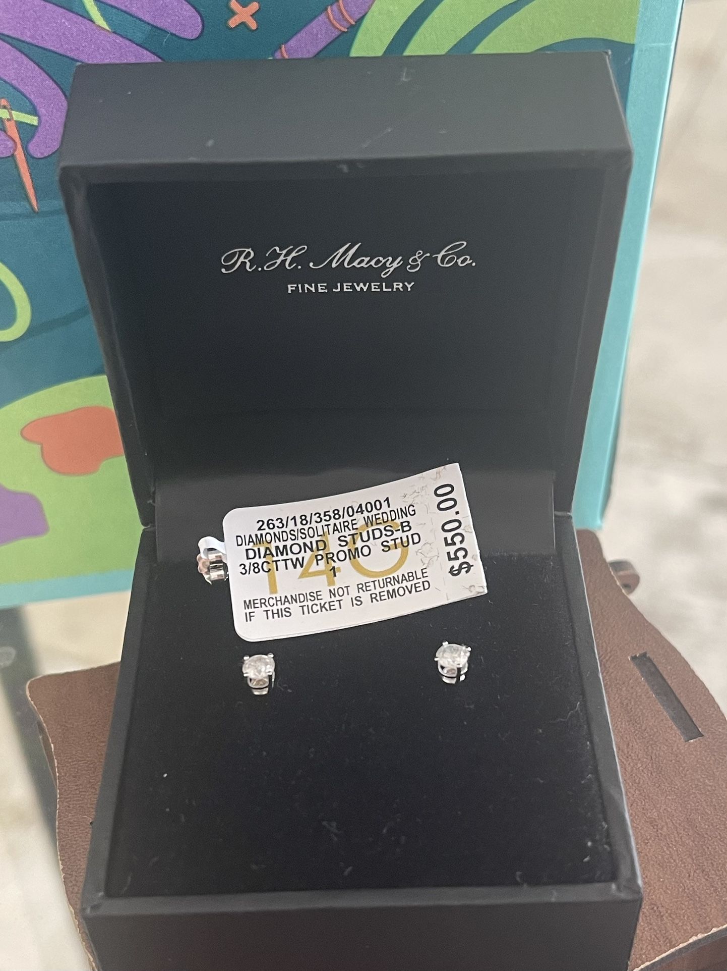 14k Solid Gold 3/8k Diamond Earrings