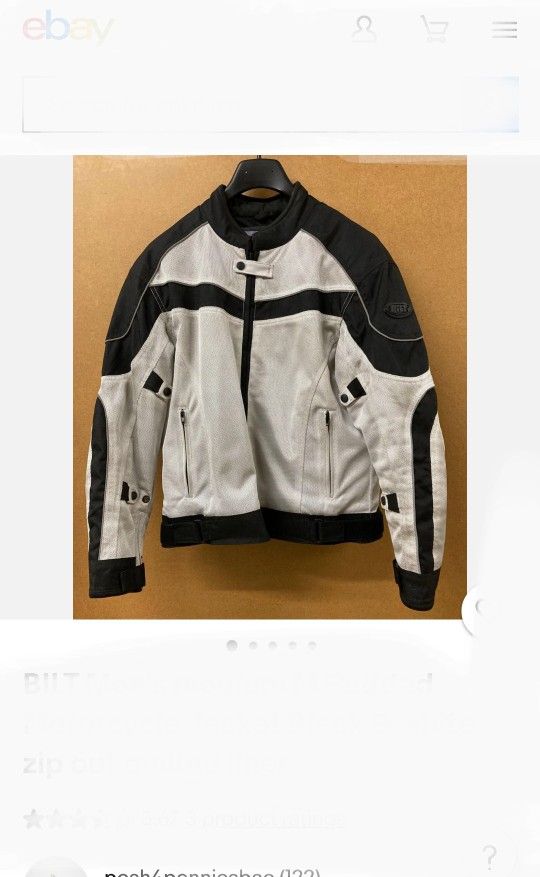 Bilt Armored Motorcycle Jacket Mens Large Removable Lining