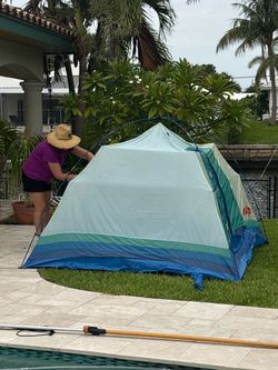 8’x8’ dome tent -used -good shape with fly and poles and stakes