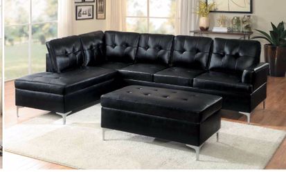 Black Leather Sectional