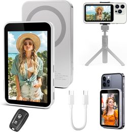 Portable Wireless Selfie Monitor, Magnetic Clip-On Screen for iPhone & Android, HD Vlog Monitor with Bluetooth Remote for Selfie/Video/Live/TikTok