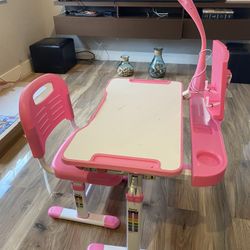 Kids Desk With Adjustable Table Top Lamp & Adjustable Chair Writing Desk  In Kendall 