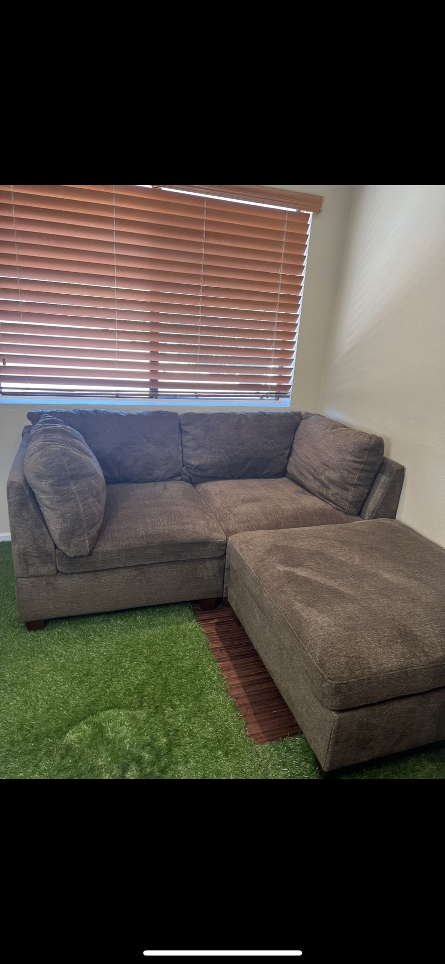Small Olive Green Sectional Couch (Very Cozy)