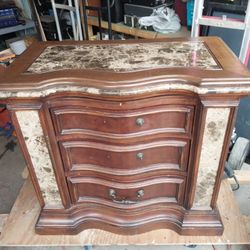 Dresser marble inlay night stand 3 drawers 