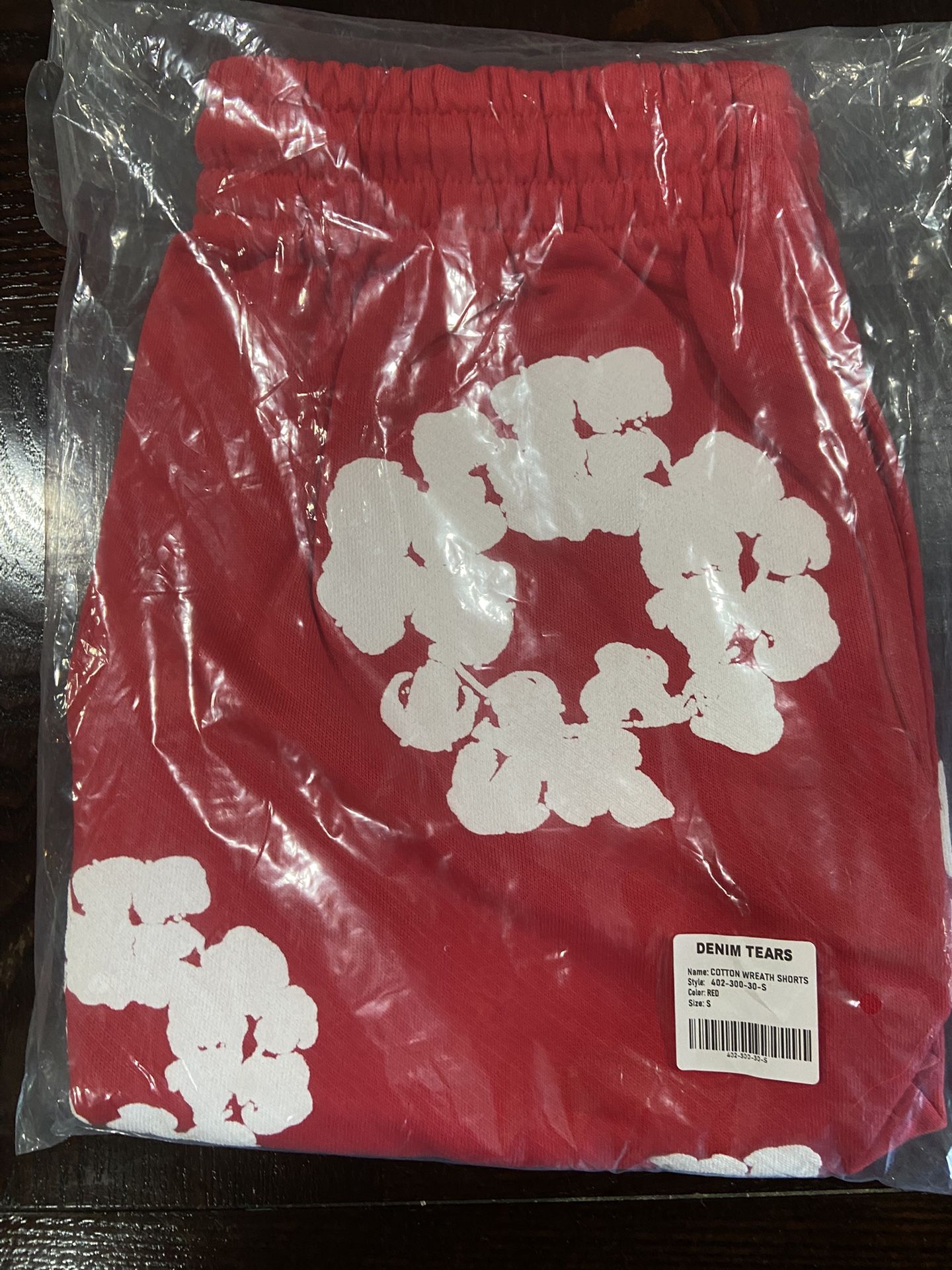 Red Denim Tear Shorts