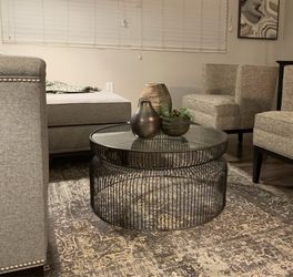 Crate and Barrel Modern Metal and Glass Coffee Table