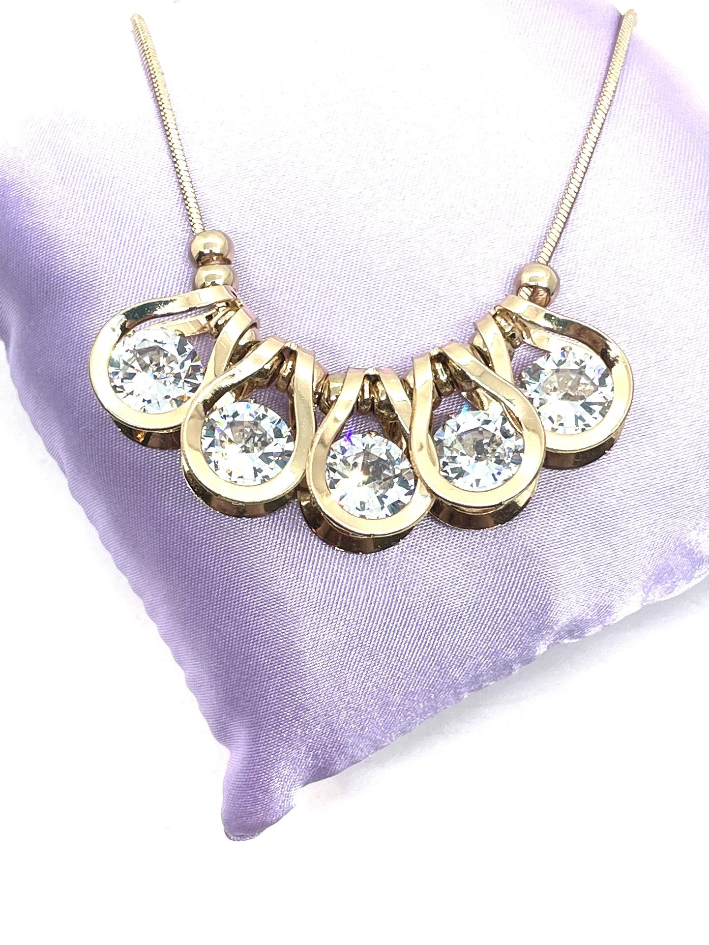 Gold Glistening Crystal Necklace