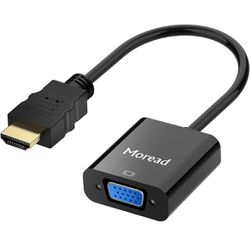 Moread Gold-Plated HDMI to VGA Adapter (Male to Female) for Computer, Desktop.