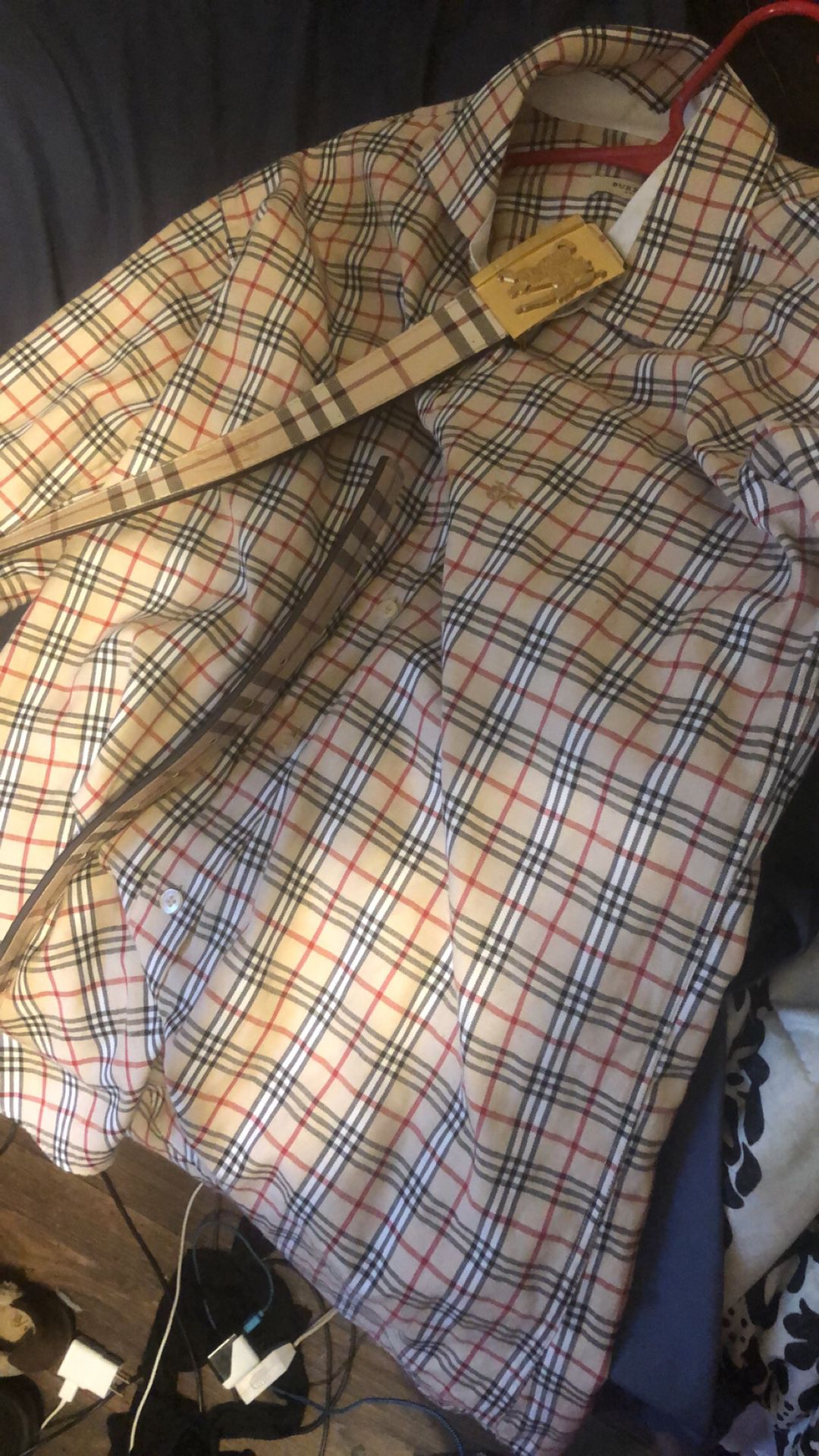 Burberry shirt men’s $125 for both belt size 32 /shirt size medium